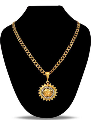 JIYANSHI ENTERPRISE Chakar Suryanarayan Round Diamond & SEHVANG CHAIN Gold-plated Diamond Alloy Pendant Set