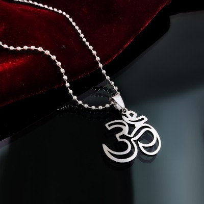 Saizen Om Pendant locket with Silver Chain Silver Stainless Steel Pendant