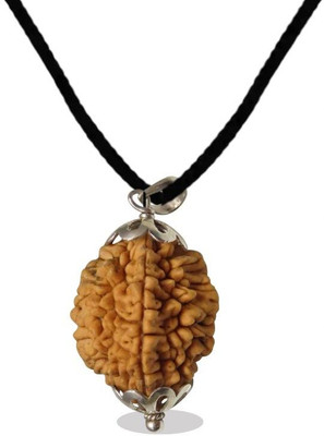 Fine Creation 2 Mukhi rudraksha / 2 Face Rudraksha Nepali For Unisex Silver Wood Pendant