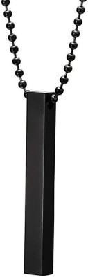 Astrootalk Black 3D Vertical Cuboid Bar Pendant Necklace Titanium Stainless Steel Pendant