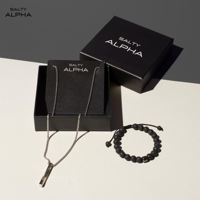 Salty Necklace & Bracelet Combo | Black Box | Accessories for Gabru Javaan | Stainless Steel Pendant Set