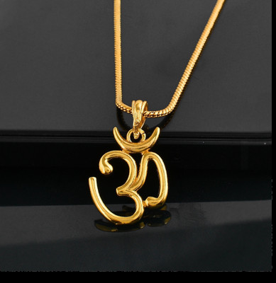 PYR JEWELS om locket for grils Gold-plated Brass Pendant Set