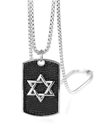 Ruhi Collection Hexagram Star Pendant Necklace Silver Stainless Steel, Alloy Locket