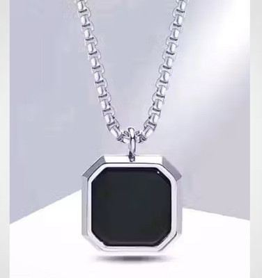 Fab Creations Silver Stainless Steel Square Pendant_fk58 Silver Onyx Alloy Pendant