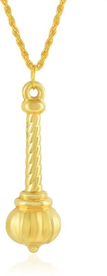 morir Gold Plated Brass Hanuman Ji Bajarangbali Gada Pendant Locket With Chain Gold-plated Stainless Steel Pendant