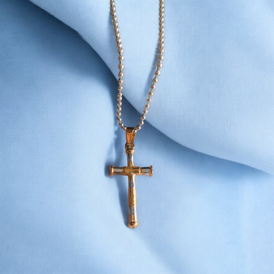 Shiv Jagdamba Cross Necklace for Men Vintage Twisted Religious Cross Pendant With Chain Stainless Steel Pendant