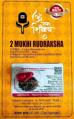 Hari Har Enterprises 2 Mukhi Nepali Rudraksha Two Faced Rudraksh With Lab Test Certificate, Do mukhi Wood Locket