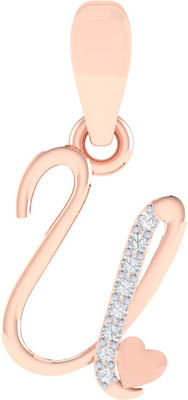 Diamtrendz Jewels BIS Hallmarked Pure 925 Sterling Silver Rose Gold Plated Letter U Gold-plated Cubic Zirconia Sterling Silver Pendant
