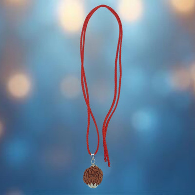AstroVidhanart Original nepali Rudraksha 6 Mukhi / six Face / 6 Face / chhah Mukhi Silver Beads Brass, Wood Pendant
