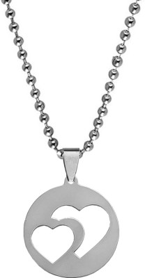 Sullery Valentine Gift Double Heart Round Locke tHeart Shape Couple Pendant Sterling Silver Stainless Steel Pendant