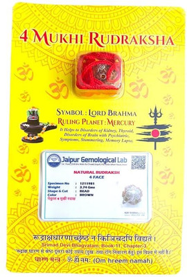 The Vaidik 4 Mukhi Rudraksha Brown Certificate Lab Test with Metal Silver Capping for Men Silver Wood Pendant