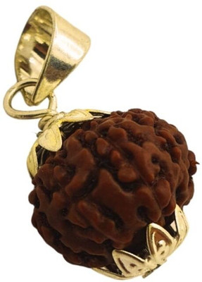 JangraBro 7 Mukhi Rudraksha Pendent Silk Dori Pendant Gold-plated Wood Locket