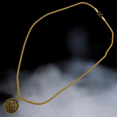 BHAKTI Kripalu Store Shiv Trishul OM Dotted Pendant With Chain For Unisex Gold-plated Brass, Alloy Pendant Set