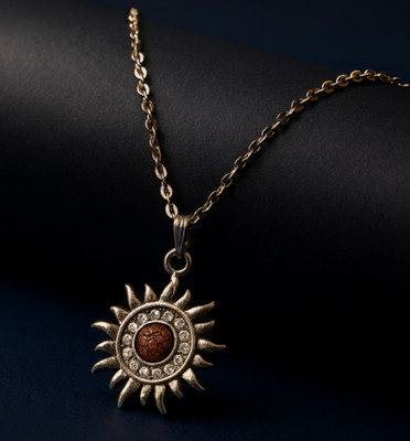 AK ART GALLERY Premium Quality Rudraksh And Sun Locket Pendant Necklace Silver -Shaitan less Brass Metal Locket Set