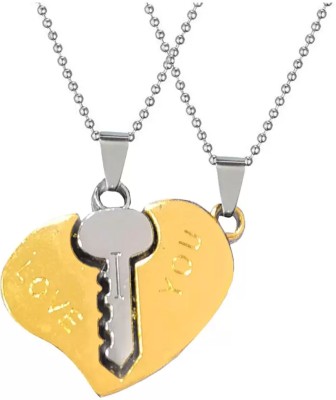 M Men Style Valentine Gift Couple Matching Jewelry Heart Lock Key Locket Pendant Set Sterling Silver Stainless Steel Pendant