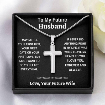 Rakva To My Future Husband Cross Necklace Gift From Girlfriend Silver Pendant Set