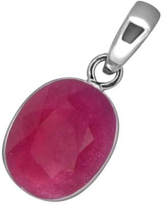 Chopra Gems Natural Ruby Pendant A+ Quality Gemstone For Men & Women Silver Ruby Brass