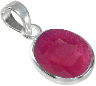 Chopra Gems Natural Ruby Pendant A+ Quality Gemstone For Men & Women Silver Ruby Brass