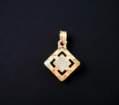 DIVS FASHION DESIGNER SQUARE SHAPED PENDANT WITH DIAMOND Gold-plated Diamond Brass Pendant Set