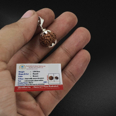 HAPPY CREATION 7 Mukhi 7 Faced Nepali Rudraksha Pendant For Unisex Both for Men & Women Silver Wood Locket