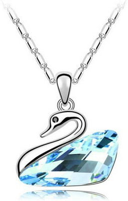 Tinera Trends crystal swan Rhodium Swarovski Crystal Alloy Pendant