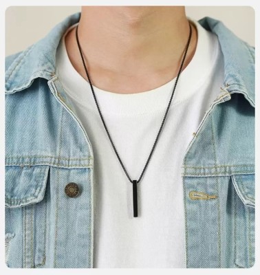 m a enterprises LONG LASTING LEAF PENDANT & BLACK BAR SHINING COLOR WITH HIGH QUALITY Stainless Steel Locket