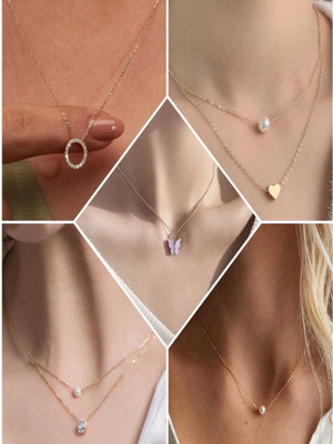 ELCETRATD JEWELLERY shimmeing beautiful locket pack of 5 combo for women and girls Gold-plated Pearl Alloy Pendant Set