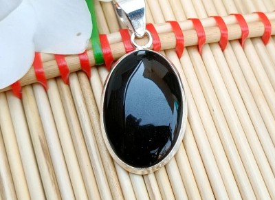 Gemzonite Sulemani Black Hakik / Agate Certified Precious Stone Pendant For Men & Women Brass Pendant