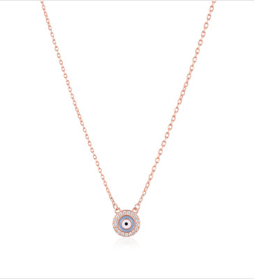 Shubhamkriti Jewels Rose Gold Evil Eye Pendant Rhodium Cubic Zirconia Silver Pendant