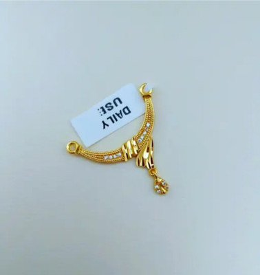 Sonutrades New trendy mangalsutra diamond pendent locket micro gold plated daily wear Gold-plated Brass Pendant