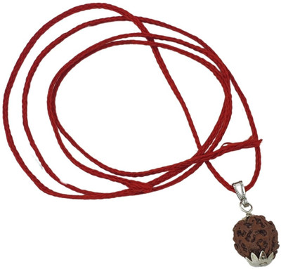 BHAKTI Kripalu Store 4 Mukhi Rudraksha Original Nepali Genuine Four Face Rudraksha Wood Pendant Silver Beads Brass, Wood Pendant Set