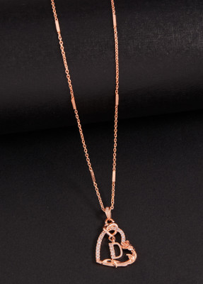 BOGHRA SALES D Letter Diamond Pendant Chain For Women,Girls Rhodium Diamond Alloy Pendant