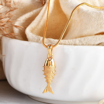 NAVYA ART fish locket chain Gold-plated Brass Pendant Set
