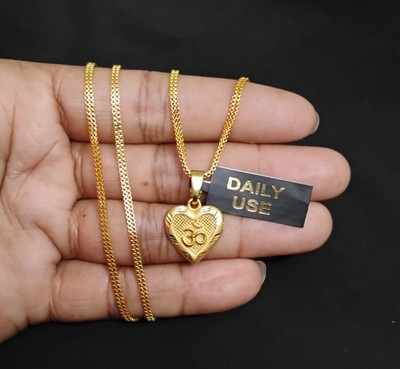 Sonutrades RAM pendant locket with box chain 2 line micro gold plated daily wear Gold-plated Brass Pendant Set