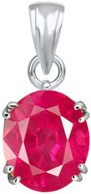 Suruchi Gems & Jewels Ruby (Manik) 7.25 Ratti or 6.5 Ct Men & Women Gemstone bis Hallmark 925 Sterling Silver Stone Pendant