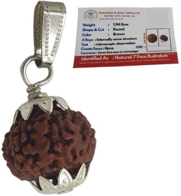 Kripalu store 7 Mukhi Nepali Rudraksha with Red Thread Silver Wood Locket Set