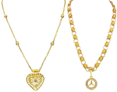 HEM RUPA Exquisite Locket and Chain Designs for Men, Boys, Women and Girls Gold-plated Brass, Metal Locket Set