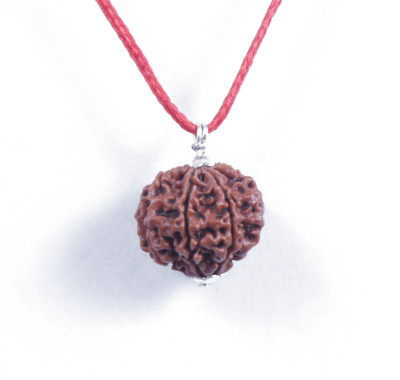 Jewelswonder Natural 5 Mukhi / Mukha Five Face Nepali Energised Lab Certified Rudraksha Silver Wood Pendant