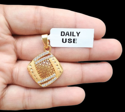 DIVS FASHION SQAURE DIMONDS WITH CUT DESIGNER FINISHED GOLD PENDANT Gold-plated Cubic Zirconia Brass Locket