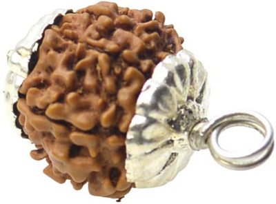Beautum Natural 7 Mukhi Rudraksha Nepali Seven Face Rudraksha Metal Capped Wood Pendant