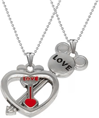 M Men Style Valentine Love You Heart Key Couple Pendant Set Sterling Silver Stainless Steel Pendant