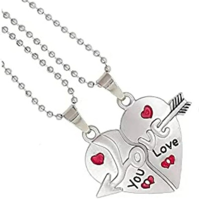 Vedansh Piyush Enterprises Stylish Silver Plated Couple Heart Pendants Sterling Silver Alloy Pendant
