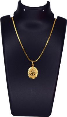 Ansh Enterpris Small Om Religious Gold Plated Pendant With Chain Man For Women Gold-plated Crystal Alloy Pendant