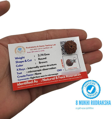 AstroVidhanart 8 Mukhi Rudraksha Original Natural Java Indonesian A1 Beads Beads Wood Pendant Set