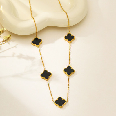 MEENAZ Clover pendant for women Girls anti tarnish necklace Neck chain locket Aesthetic Gold-plated Alloy, Metal, Brass, Stainless Steel Pendant