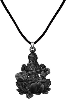 M Men Style Religious Godess Sarswati With Cotten Dori Pendant Necklace Rhodium Zinc, Metal Pendant