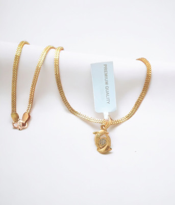 SAPNAPALACE FISH DUAL GOLD STUD PENADNT WITH CHAIN Gold-plated Brass Pendant Set