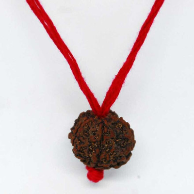 Jewelswonder Natural 4 Face Four Mukhi Nepali Rudraksha Simple Pendant with Red Thread Shiva Wood Pendant