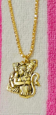 pompeo GOLDEN HANUMAN JI WITH RAM JI MILAP LOCKET WITH WITH GOLDEN CHAIN Metal Pendant Set