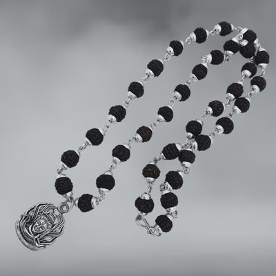 Guruji Imitation Company Unisex Mahadev Shiv Trishul OM Pendant For Men Women Boys Girls Silver Beads Brass, Wood Locket Set